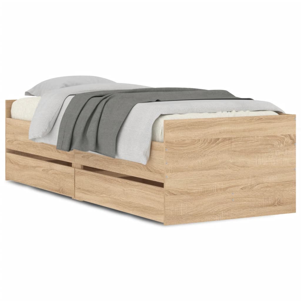 vidaXL Bett mit Schubladen Sonoma-Eiche 75x190 cm