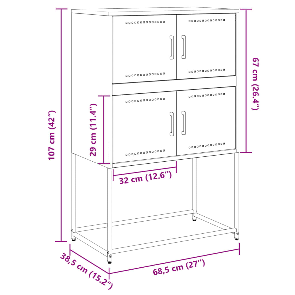 vidaXL Sideboard Weiß 68,5x38,5x107 cm Stahl