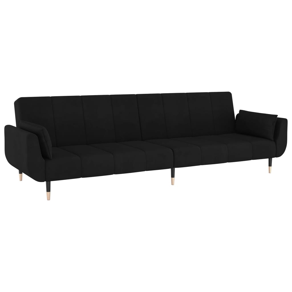 vidaXL Schlafsofa 2-Sitzer mit 2 Kissen Schwarz Samt