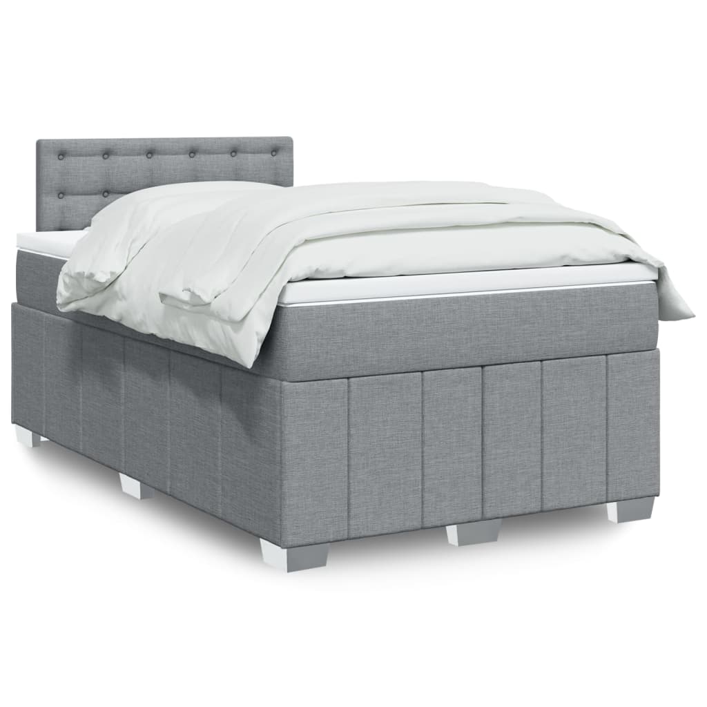 vidaXL Boxspringbett mit Matratze Hellgrau 120x200 cm Stoff