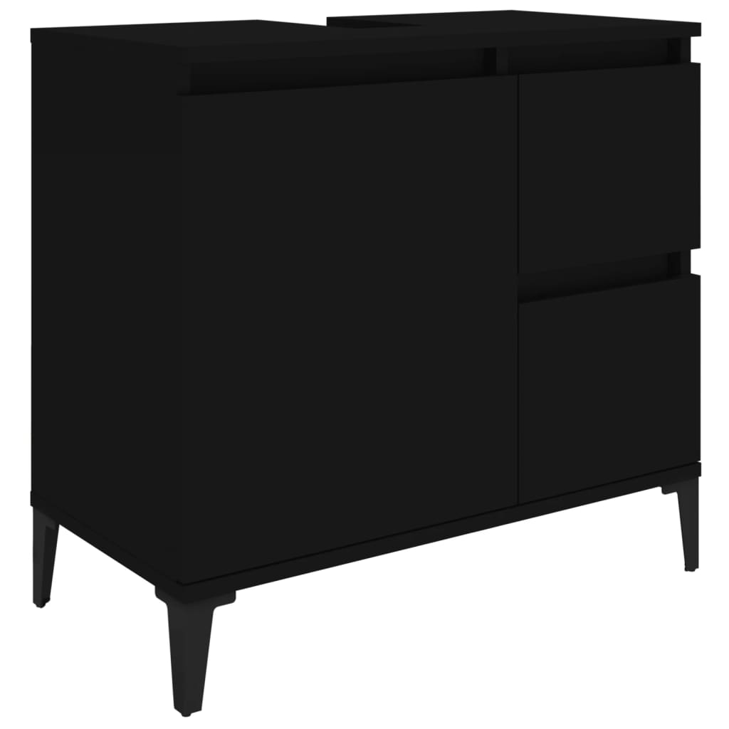 vidaXL Badschrank Schwarz 65x33x60 cm Holzwerkstoff