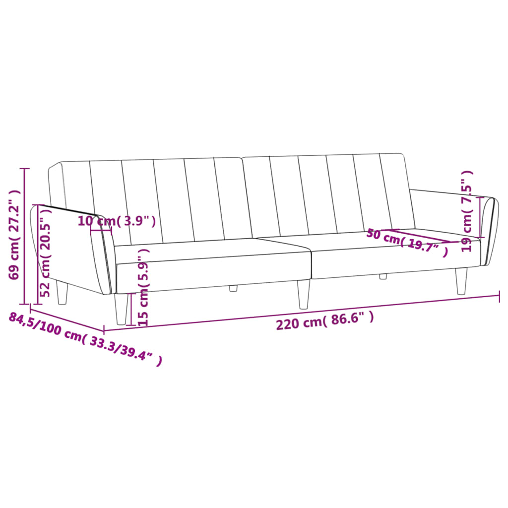 vidaXL Schlafsofa 2-Sitzer Schwarz Stoff