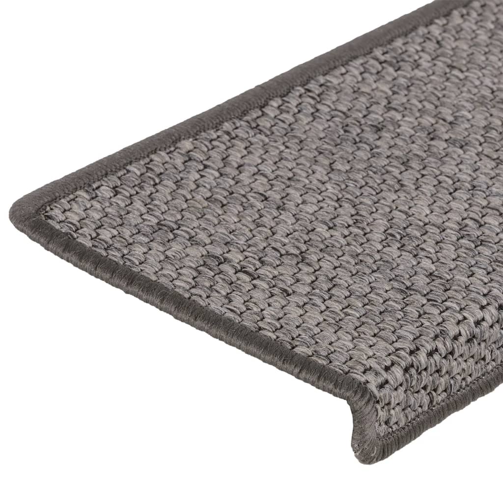 vidaXL Treppenmatten Selbstklebend Sisal 15Stk. 65x21x4cm Grau & Beige