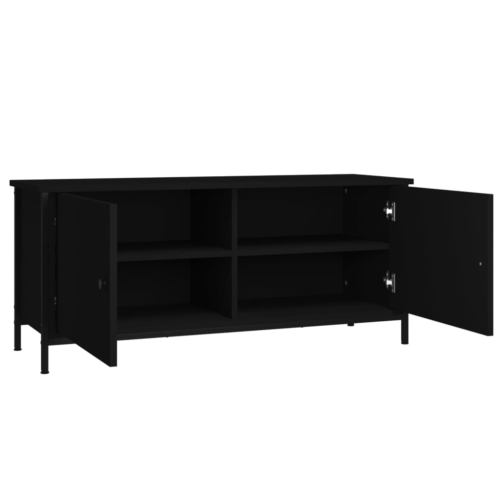 vidaXL TV-Schrank mit Türen Schwarz 102x35x45 cm Holzwerkstoff