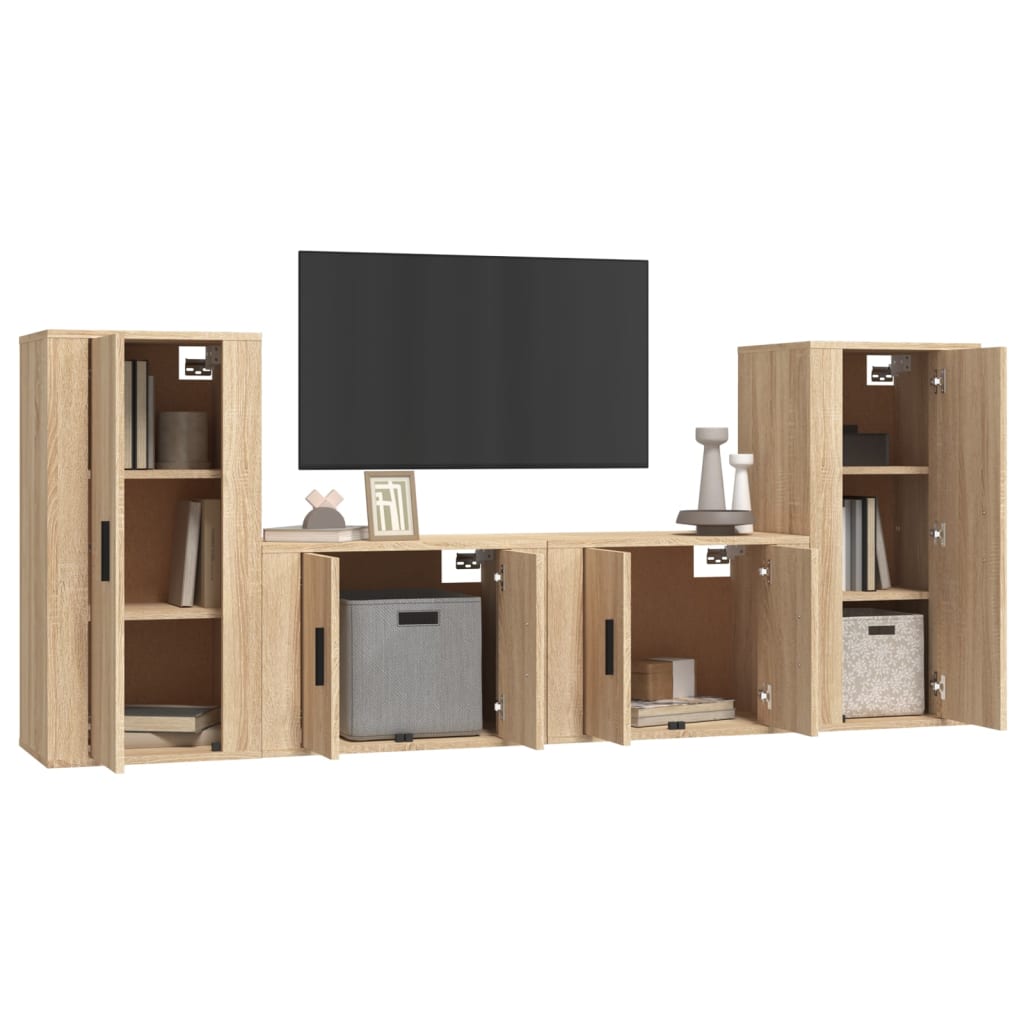 vidaXL 4-tlg. TV-Schrank-Set Sonoma-Eiche Holzwerkstoff