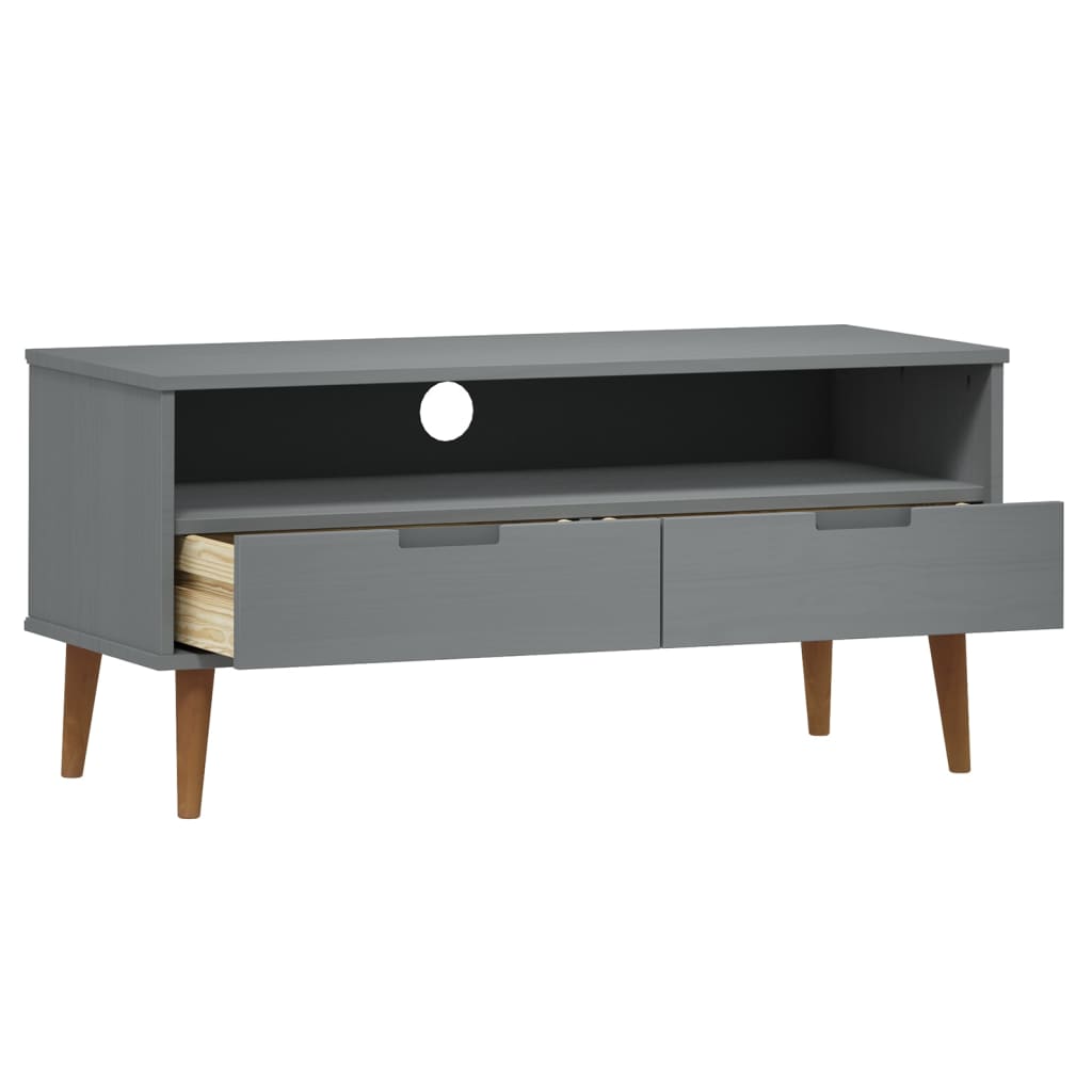 vidaXL TV-Schrank MOLDE Grau 106x40x49 cm Massivholz Kiefer