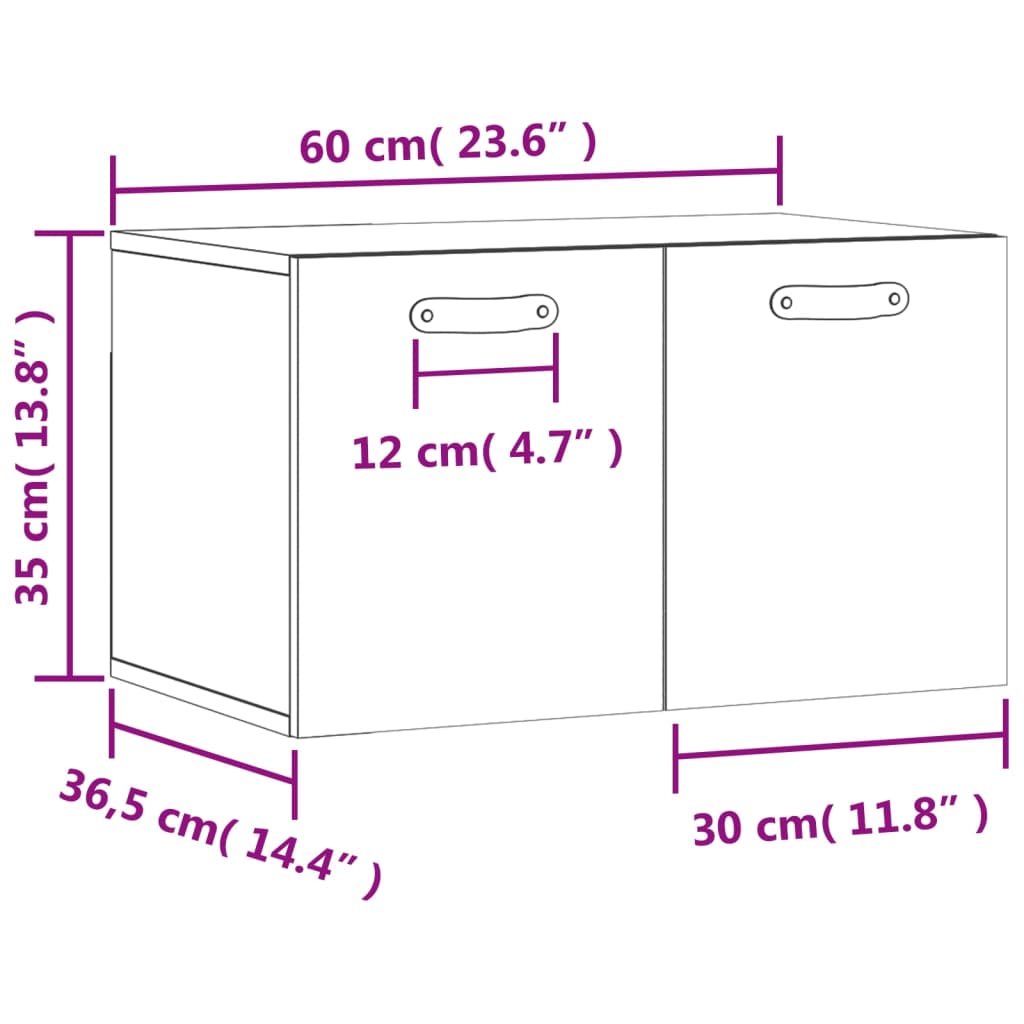 vidaXL Wandschrank Sonoma-Eiche 60x36,5x35 cm Holzwerkstoff