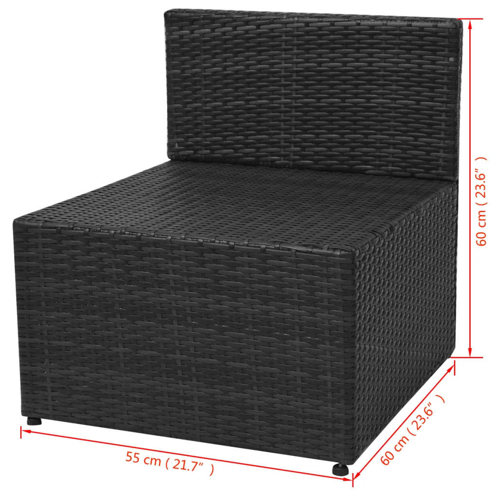 vidaXL 5-tlg. Garten-Lounge-Set mit Auflagen Poly Rattan Schwarz