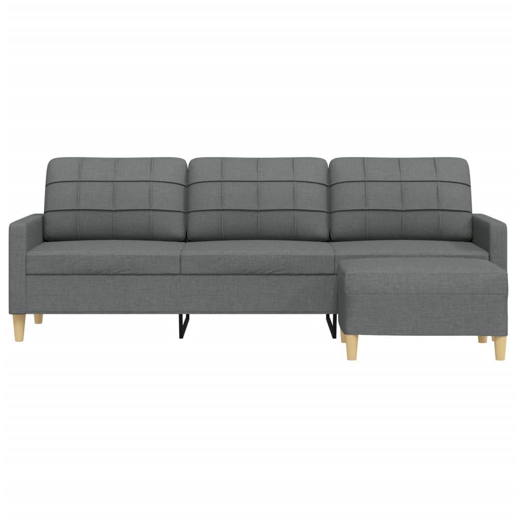 vidaXL 3-Sitzer-Sofa mit Hocker Dunkelgrau 210 cm Stoff