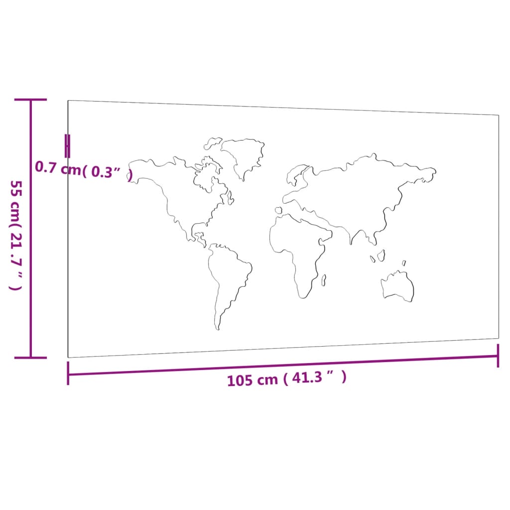 vidaXL Garten-Wanddeko 105x55 cm Cortenstahl Weltkarten-Design