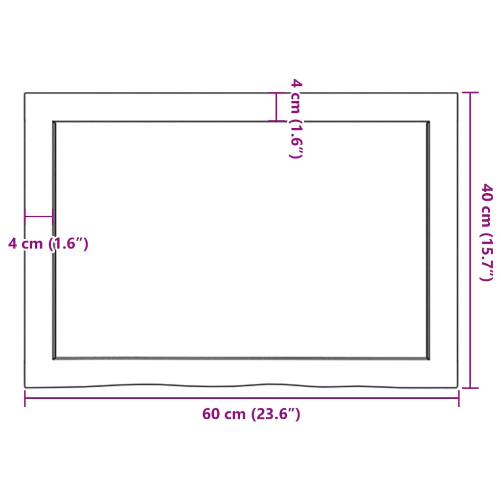 vidaXL Waschtischplatte Dunkelbraun 60x40x(2-4)cm Massivholz Behandelt