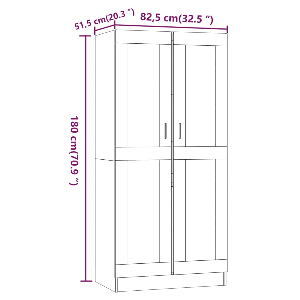 vidaXL Kleiderschrank Braun Eichen-Optik 82,5x51,5x180cm Holzwerkstoff