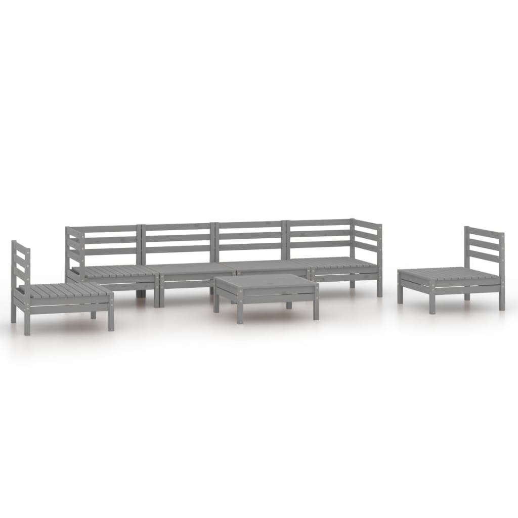 vidaXL 7-tlg. Garten-Lounge-Set Grau Kiefer Massivholz