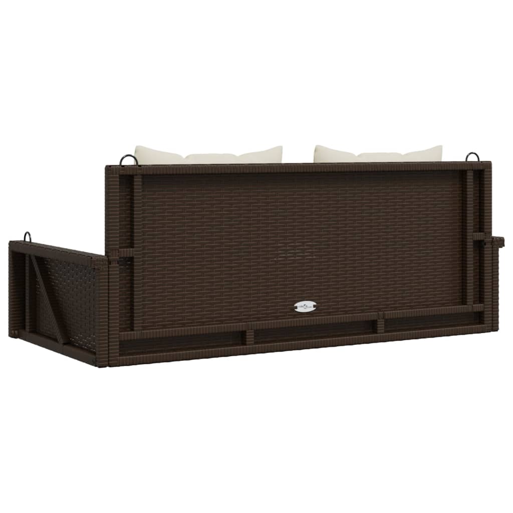 vidaXL Hängebank mit Kissen Braun 119x56x48 cm Poly Rattan