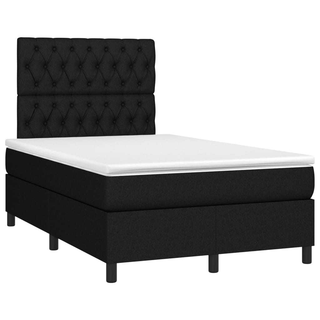 vidaXL Boxspringbett mit Matratze & LED Schwarz 120x190 cm Stoff