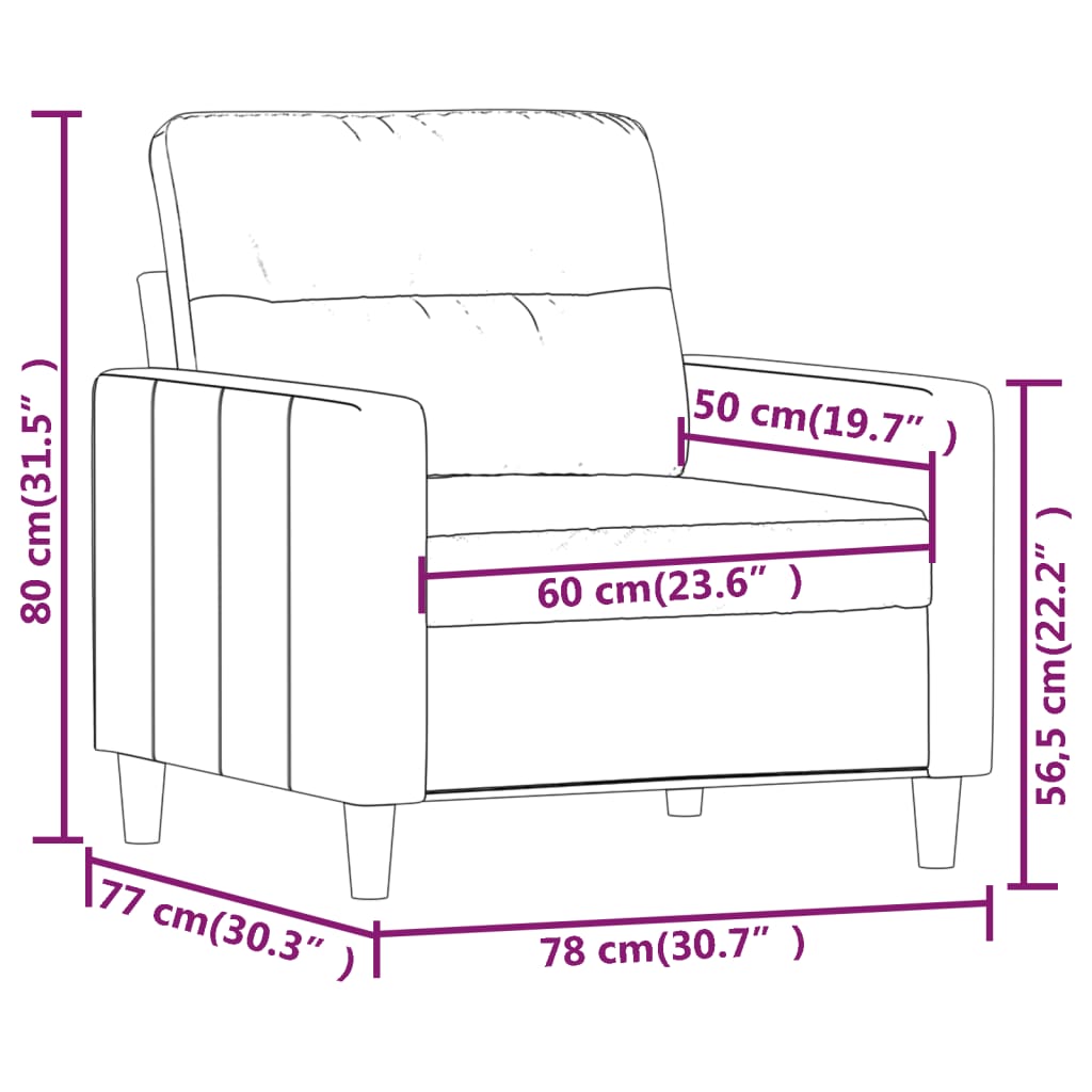 vidaXL Sofasessel Dunkelgrau 60 cm Stoff