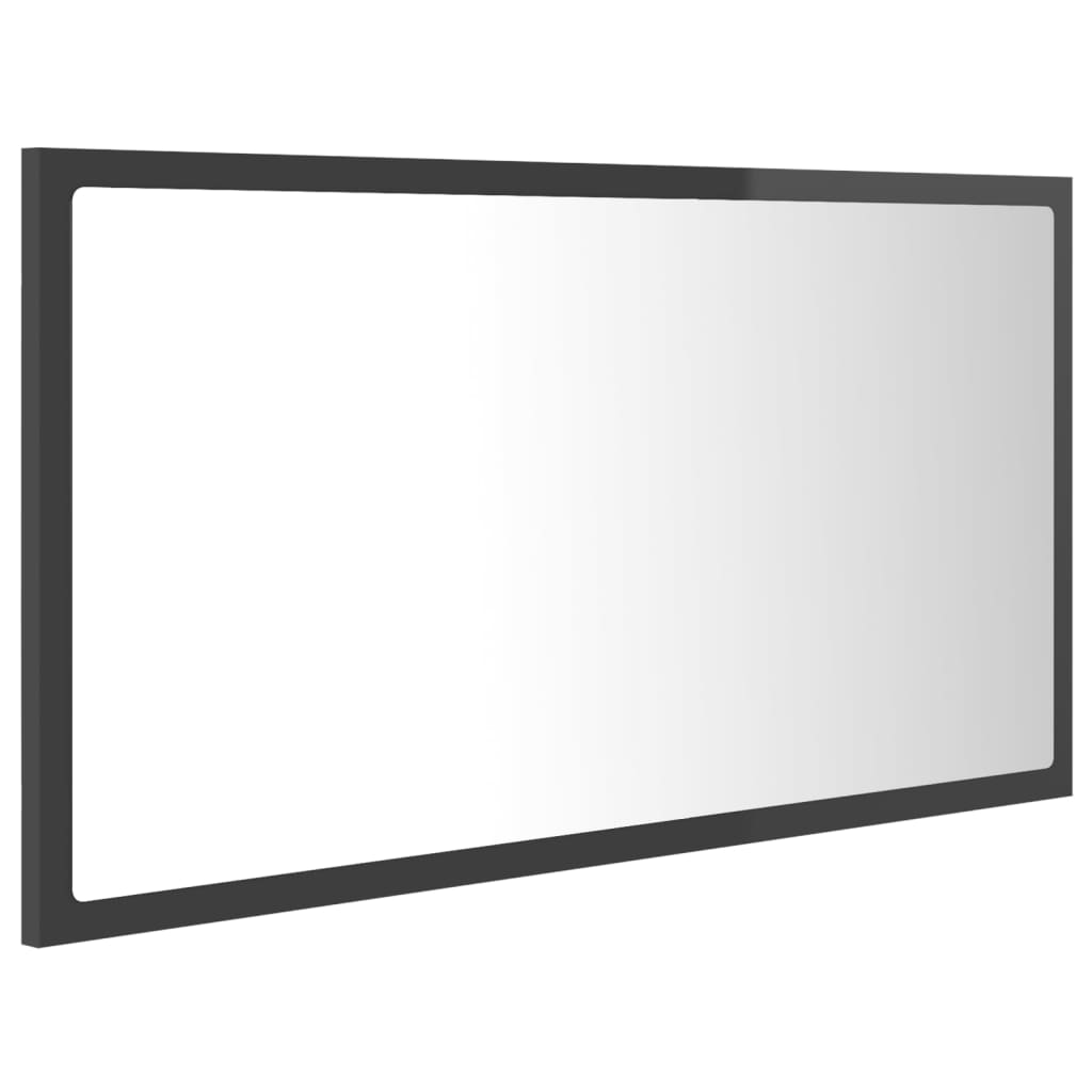 vidaXL LED-Badspiegel Hochglanz-Grau 80x8,5x37 cm Acryl