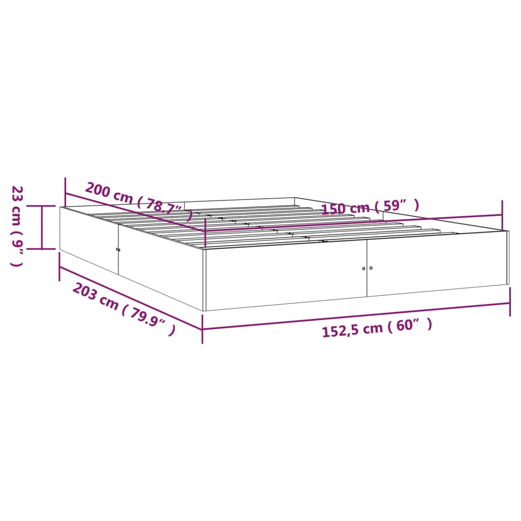 vidaXL Massivholzbett Weiß 150x200 cm