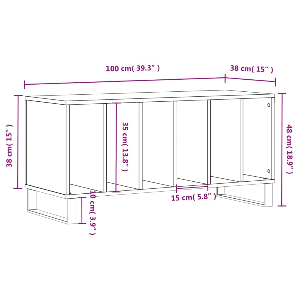 vidaXL Plattenschrank Braun Eichen-Optik 100x38x48 cm Holzwerkstoff