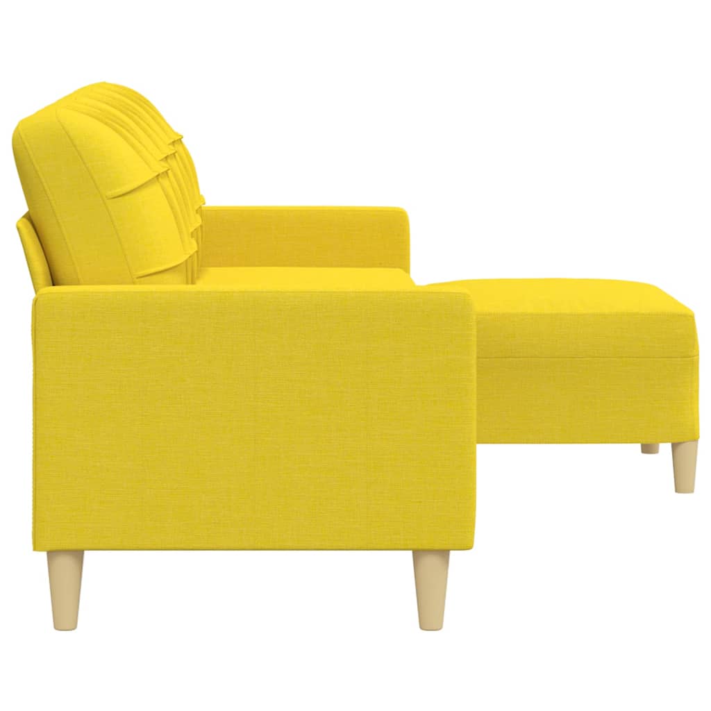 vidaXL 3-Sitzer-Sofa mit Hocker Hellgelb 210 cm Stoff