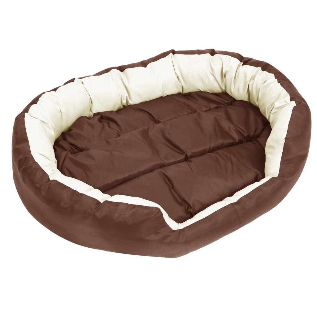 vidaXL Hundekissen Wendbar und Waschbar Braun und Creme 110x80x23 cm