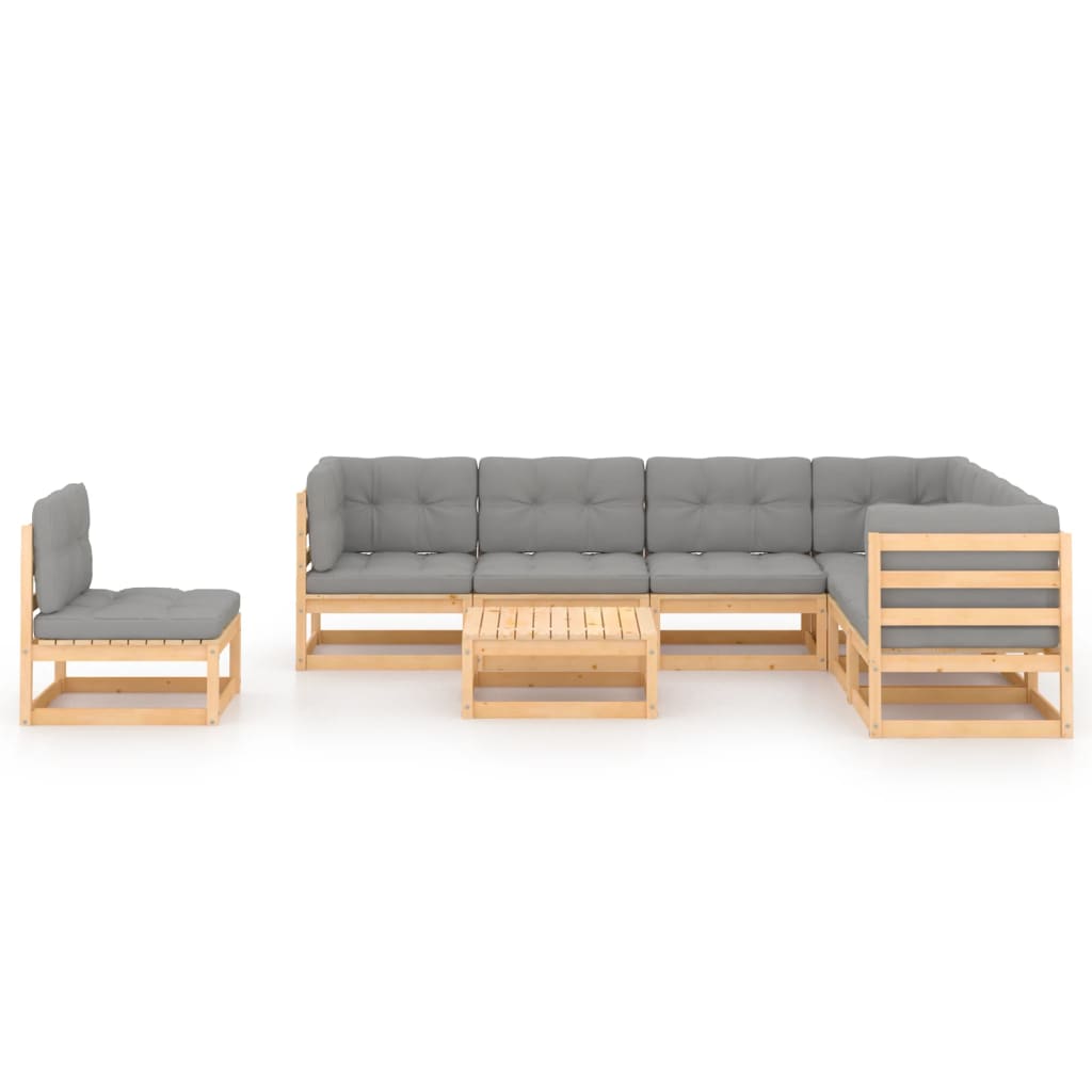 vidaXL 8-tlg. Garten-Lounge-Set mit Kissen Massivholz Kiefer