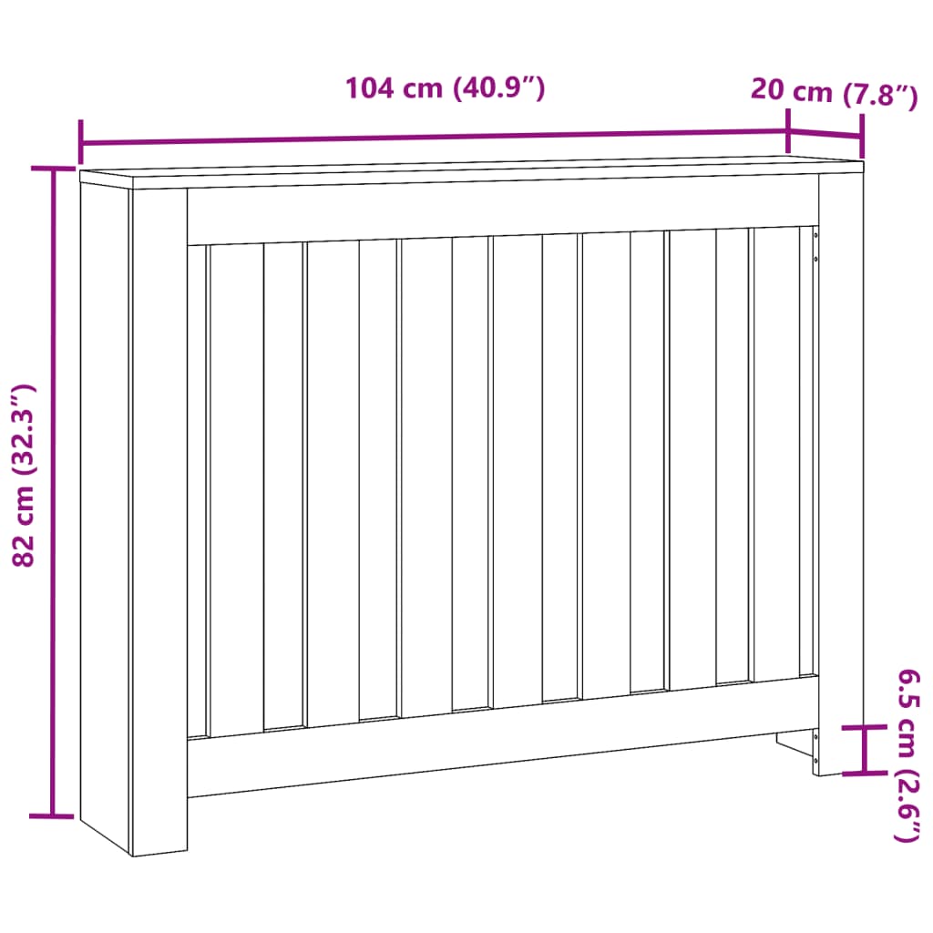 vidaXL Heizkörperverkleidung Braun Eiche 104x20x82 cm Holzwerkstoff