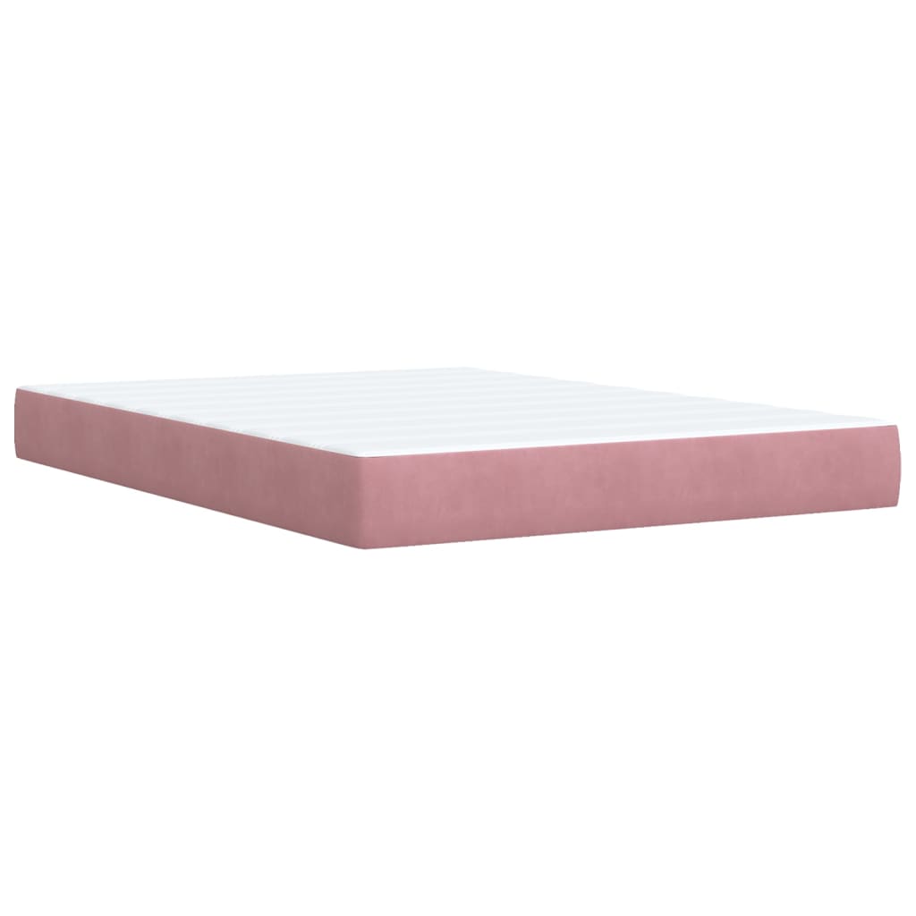 vidaXL Boxspringbett mit Matratze Rosa 140x200 cm Samt