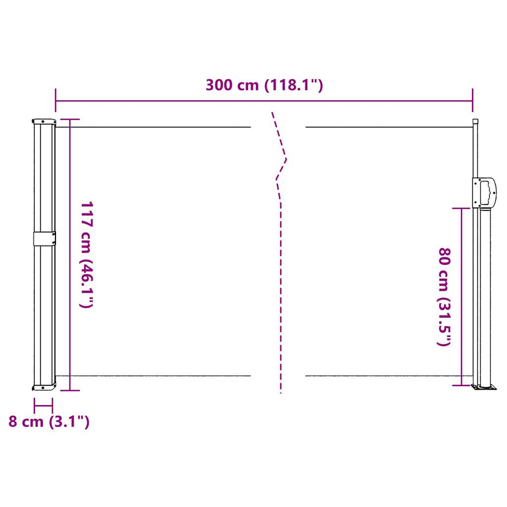 vidaXL Seitenmarkise Ausziehbar Beige 117x300 cm