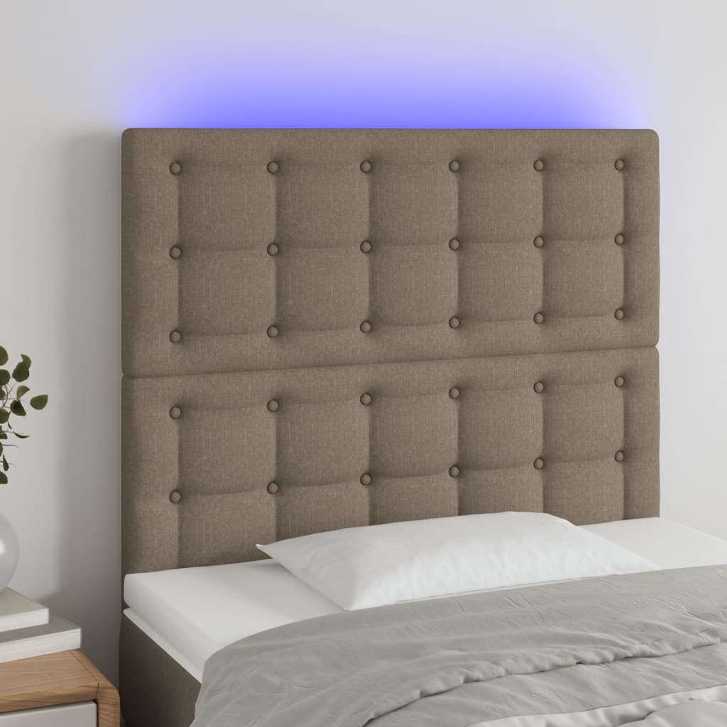 vidaXL LED Kopfteil Taupe 100x5x118/128 cm Stoff