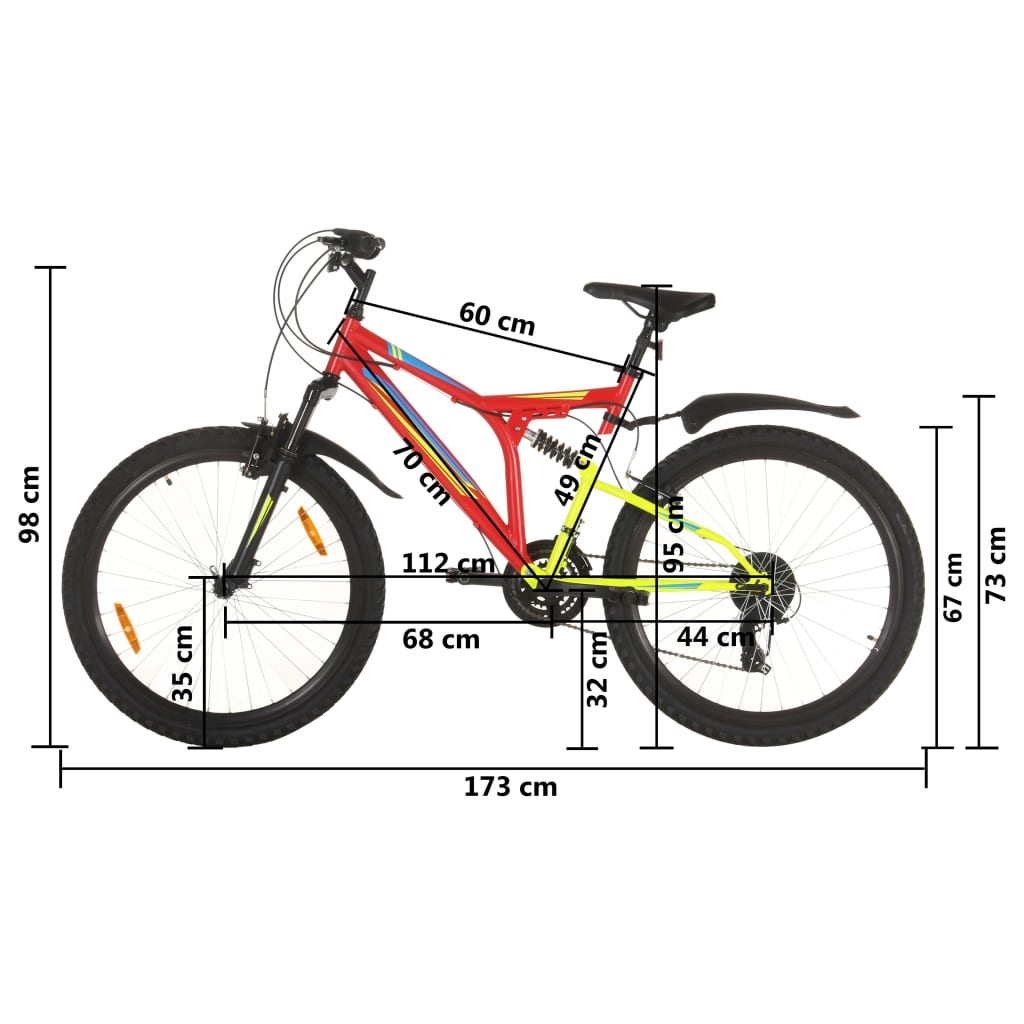 vidaXL Mountainbike 21 Gang 26 Zoll Rad 49 cm Rot