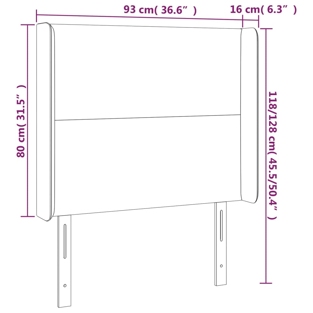 vidaXL LED Kopfteil Blau 93x16x118/128 cm Stoff