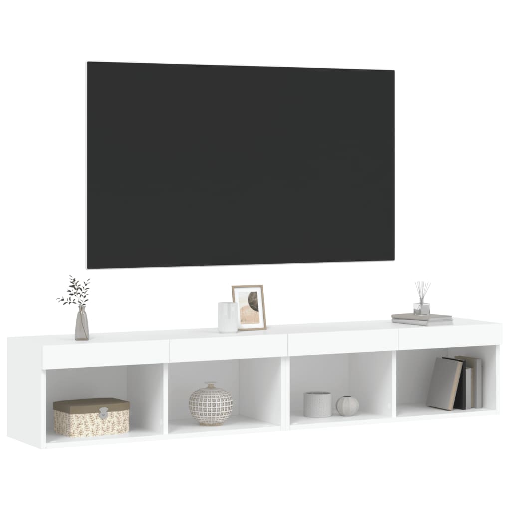 vidaXL TV-Schränke mit LED-Leuchten 2 Stk. Weiß 80x30x30 cm