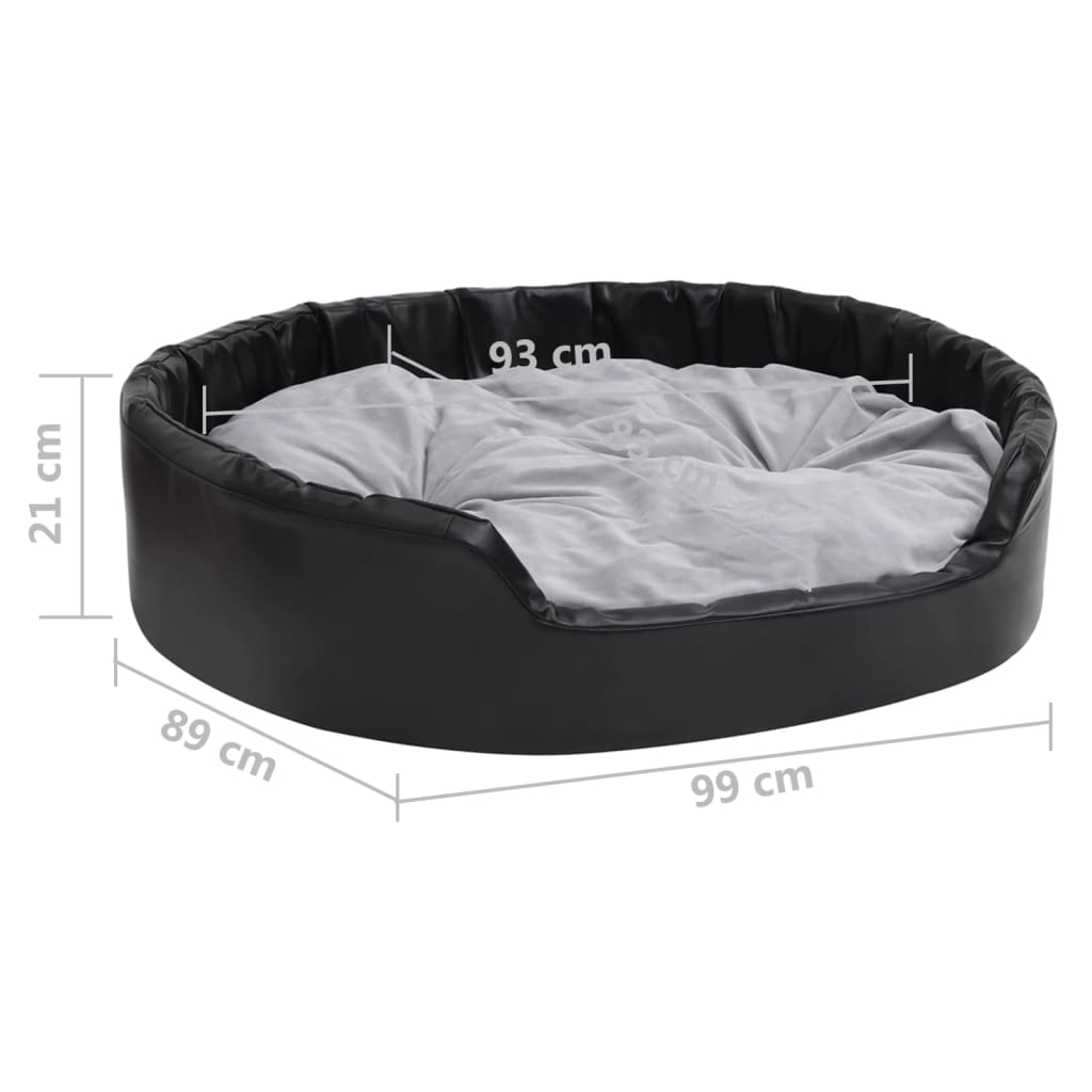 vidaXL Hundebett Schwarz-Grau 99x89x21 cm Plüsch und Kunstleder