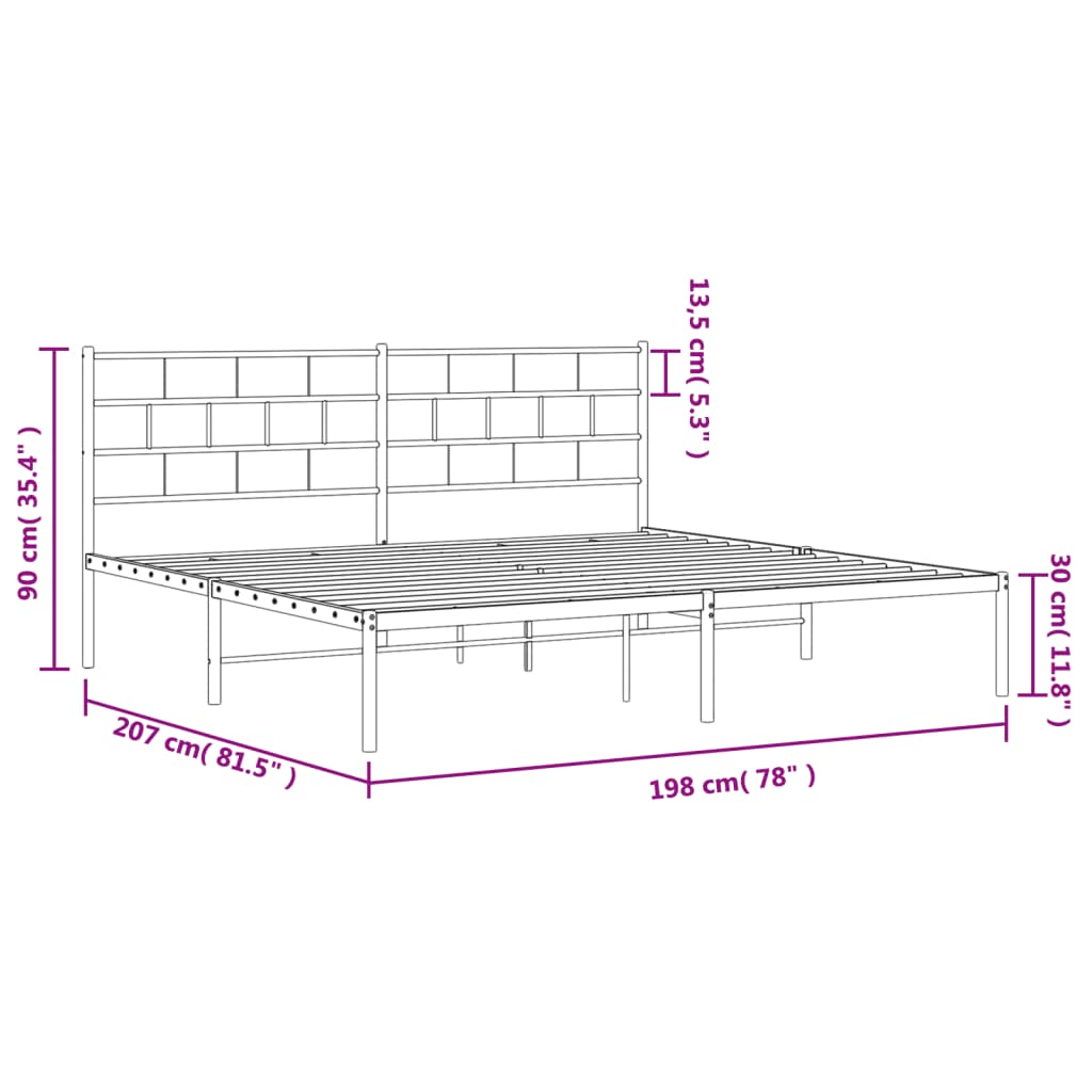 vidaXL Bettgestell mit Kopfteil Metall Weiß 193x203 cm