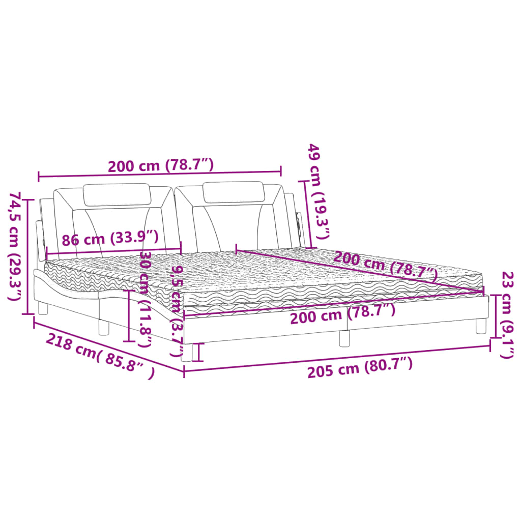 vidaXL Bett mit Matratze Braun 200x200 cm Kunstleder