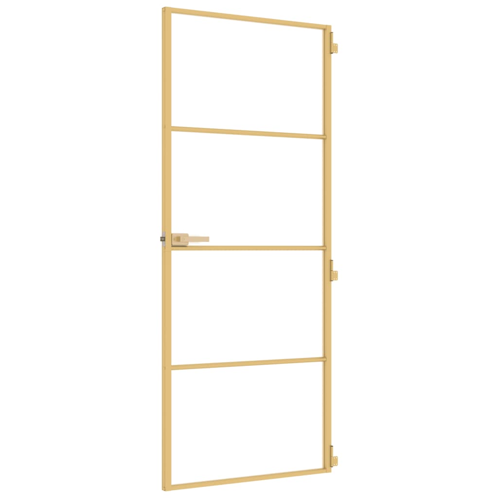 vidaXL Innentür Schlank Golden 83x201,5 cm Hartglas und Aluminium