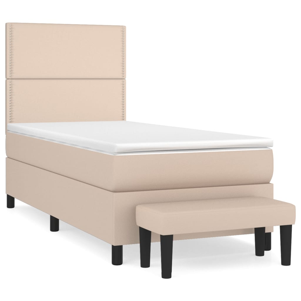 vidaXL Boxspringbett mit Matratze Cappuccino-Braun 80x200cm Kunstleder