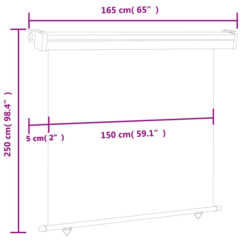 vidaXL Balkon-Seitenmarkise 165x250 cm Grau