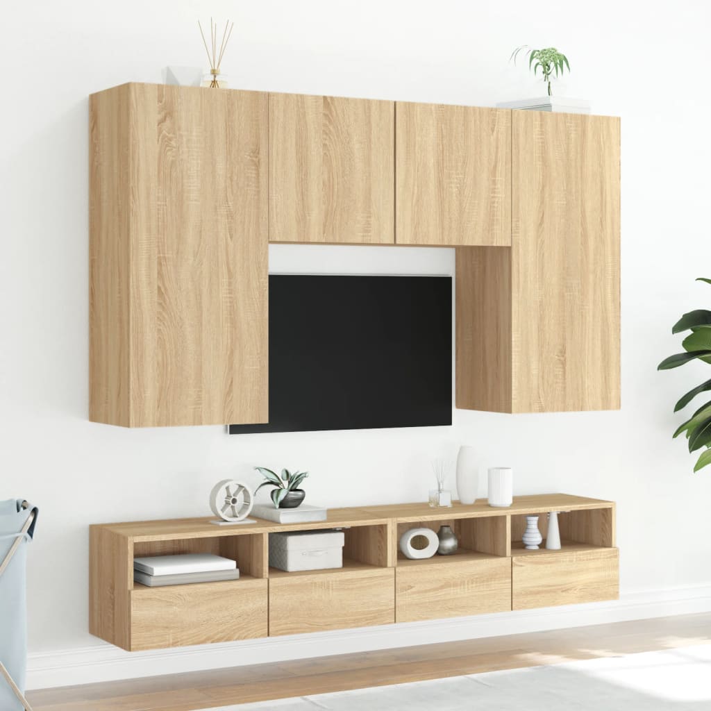 vidaXL TV-Wandschränke 2 Stk. Sonoma-Eiche 80x30x30 cm Holzwerkstoff