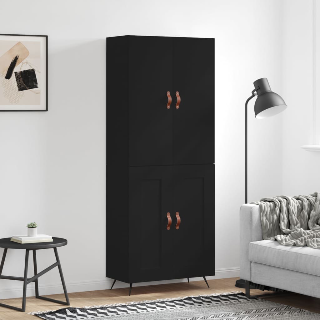 vidaXL Highboard Schwarz 69,5x34x180 cm Holzwerkstoff