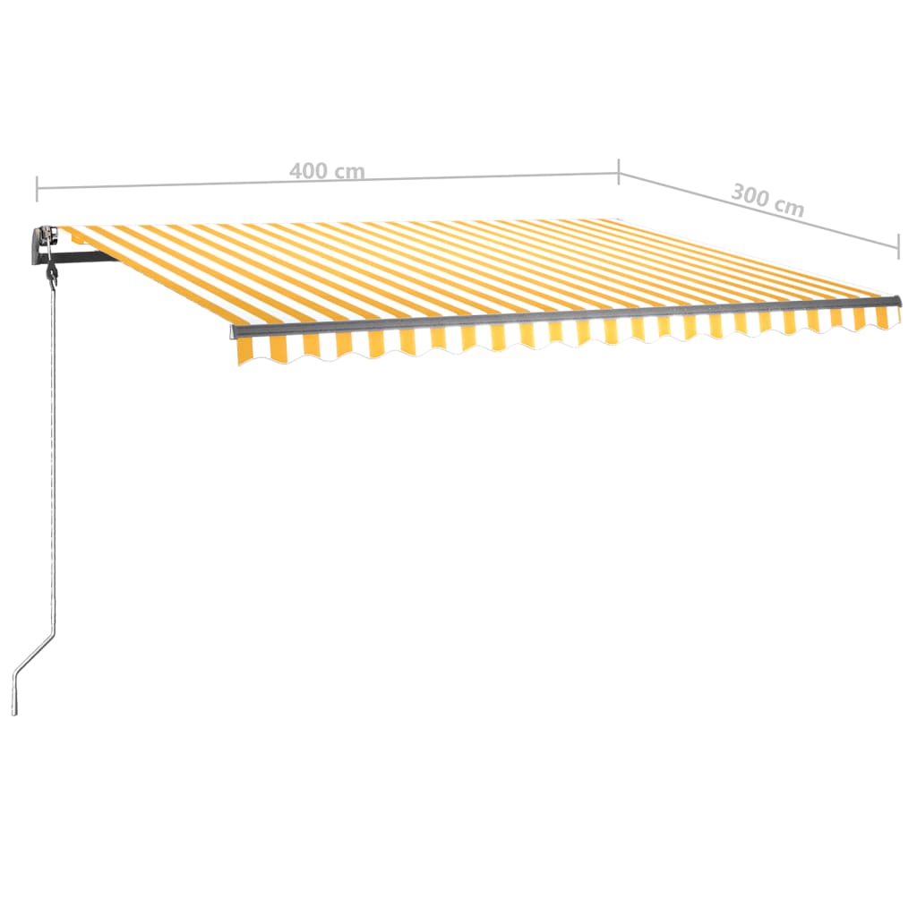 vidaXL Standmarkise Einziehbar Handbetrieben 400x300 cm Gelb/Weiß