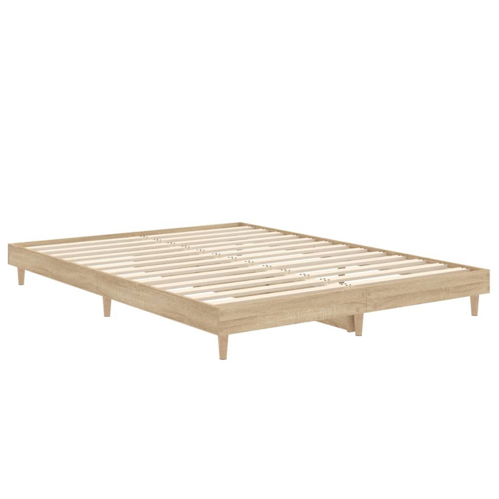 vidaXL Bettgestell Sonoma-Eiche 135x190 cm Holzwerkstoff