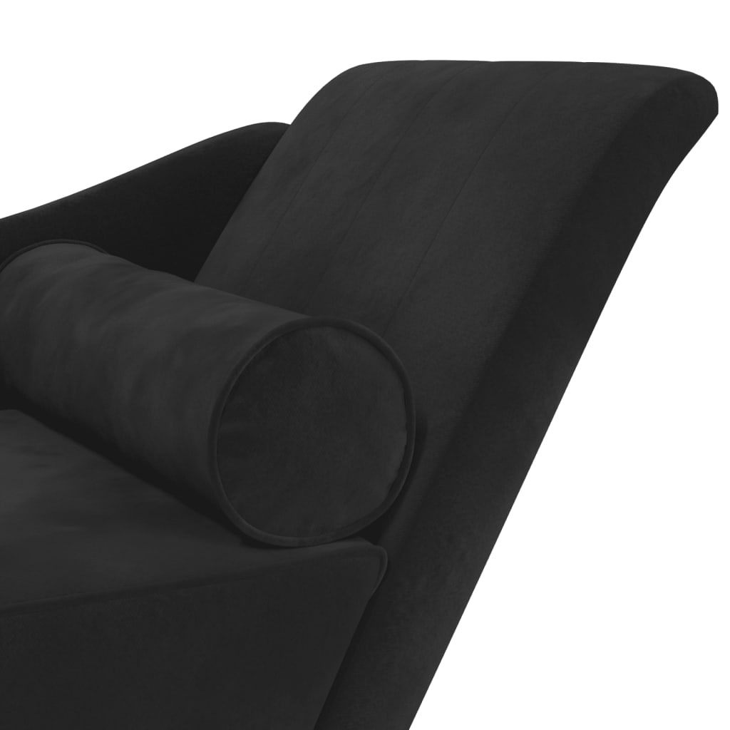 vidaXL Chaiselongue mit Kissen Schwarz Samt