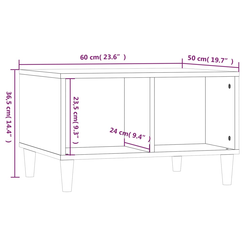 vidaXL Couchtisch Braun Eichen-Optik 60x50x36,5 cm Holzwerkstoff