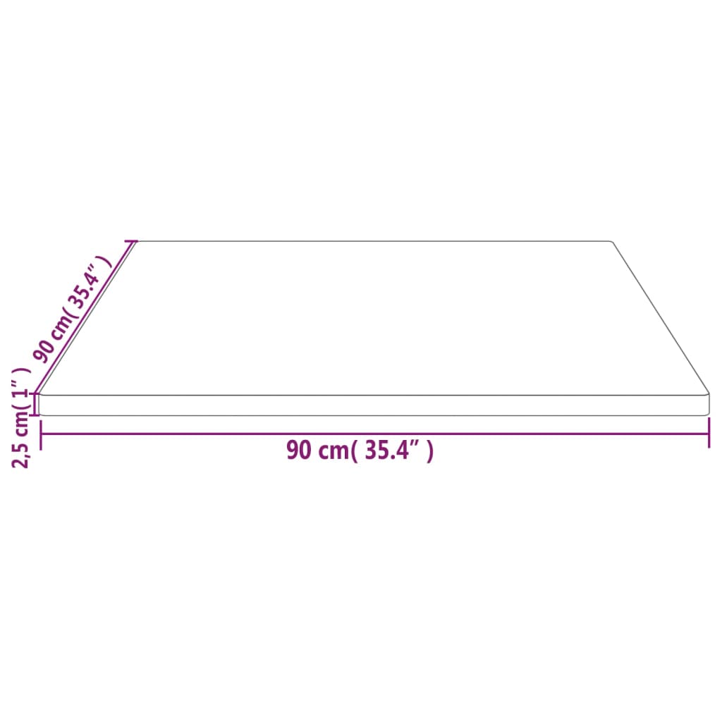 vidaXL Tischplatte 90x90x2,5 cm Massivholz Kiefer Quadratisch