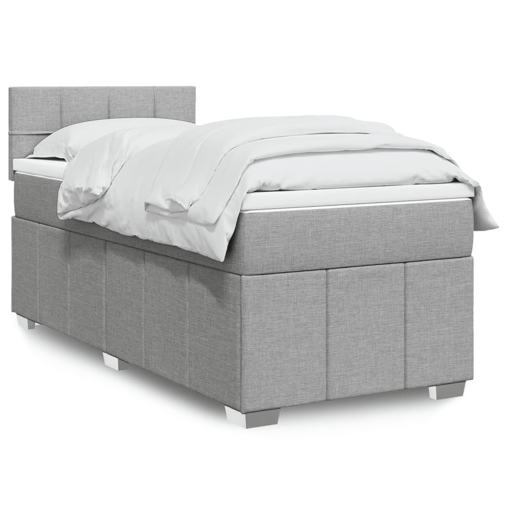 vidaXL Boxspringbett mit Matratze Hellgrau 90x200 cm Stoff