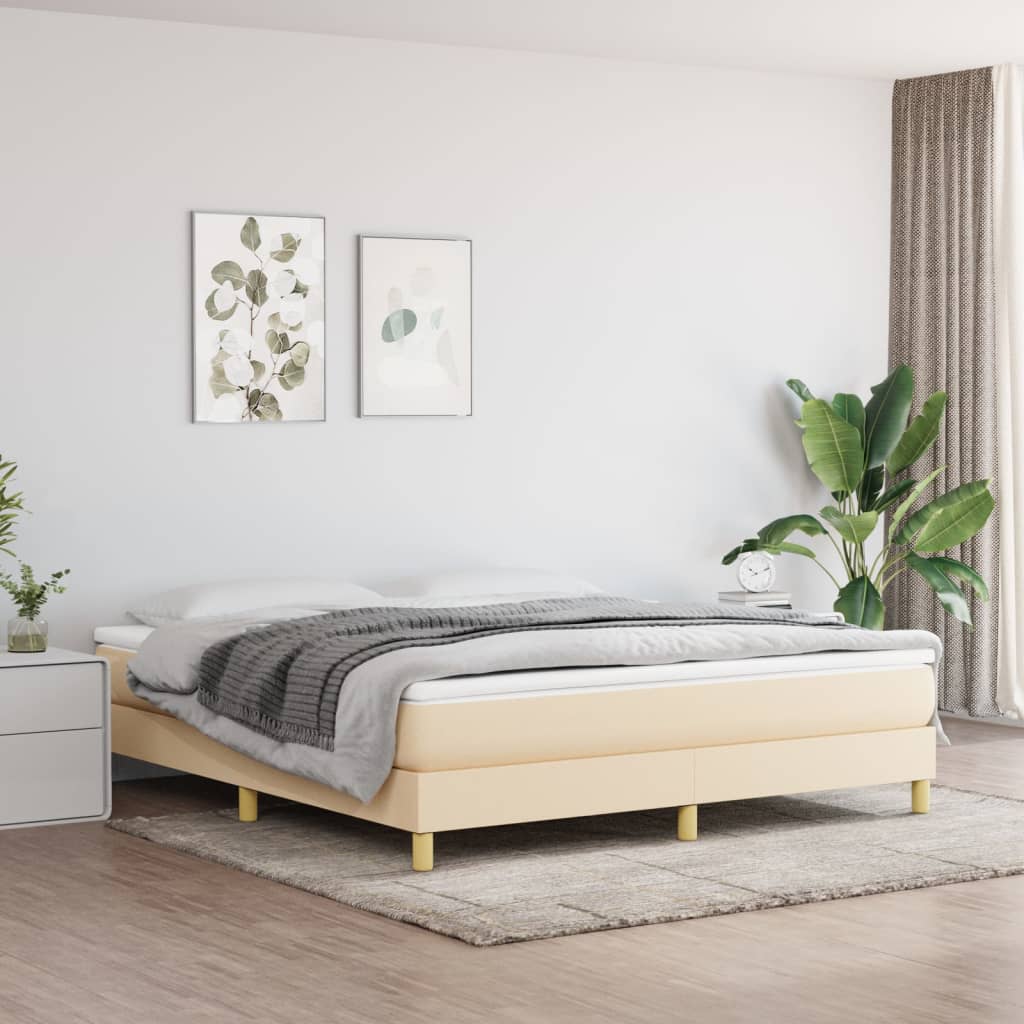 vidaXL Boxspringbett mit Matratze Creme 180x200 cm Stoff