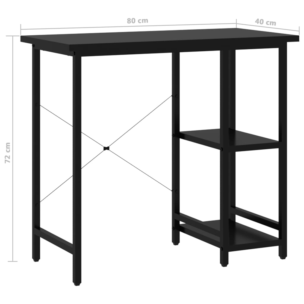 vidaXL Computertisch Schwarz 80x40x72 cm MDF und Metall