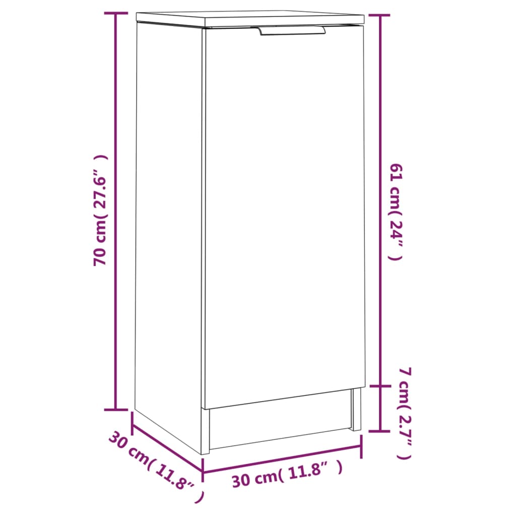 vidaXL Sideboard Weiß 30x30x70 cm Holzwerkstoff